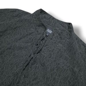 Eileen Fisher Cardigan 100% Silk Dark Green Open Front Size Medium 3/4 Sleeve